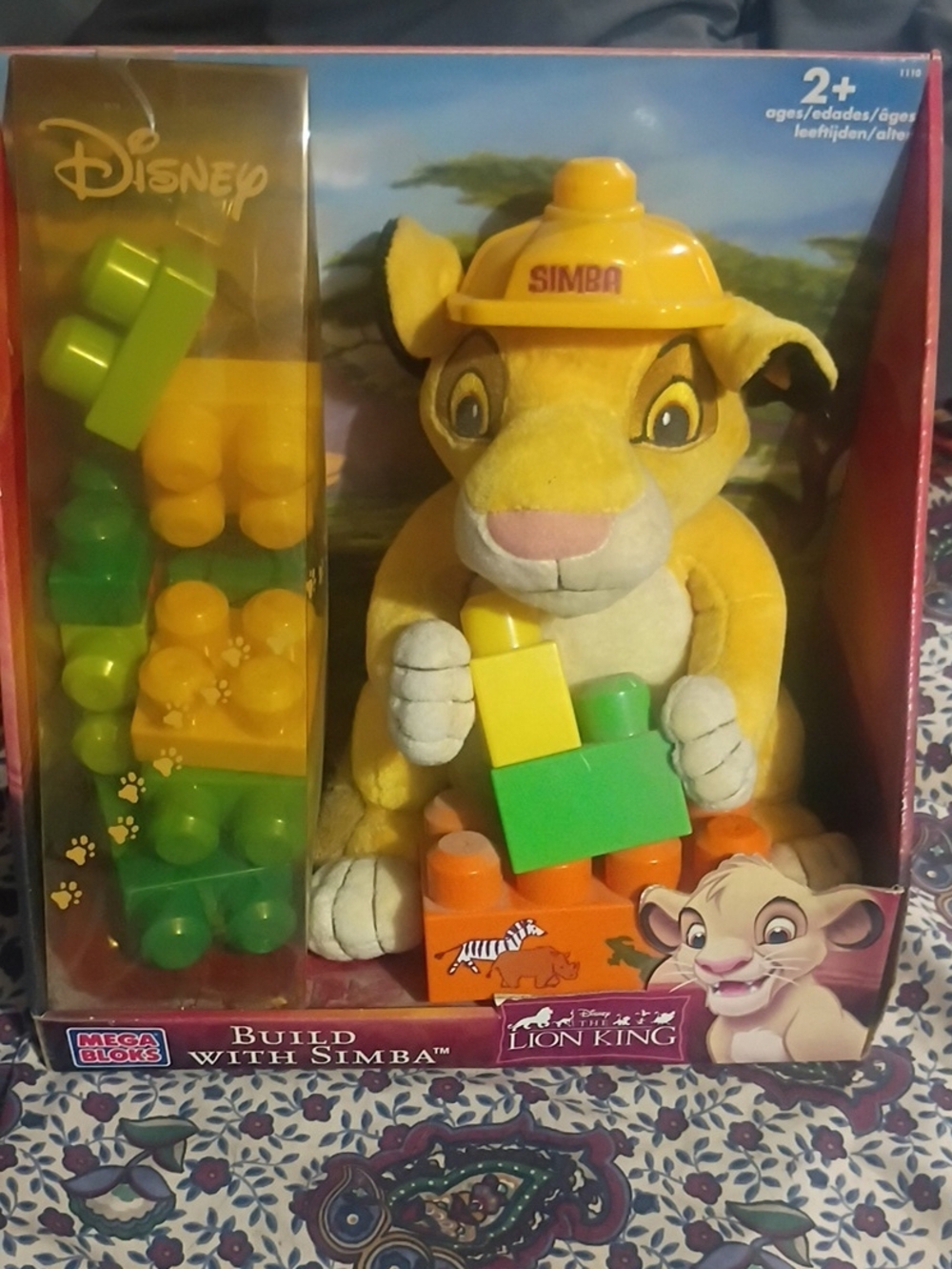 Disney Simba Buildable Plush Toy in Yellow with Green and Orange Blocks